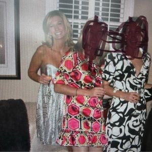 Express silver short strapless dress size 2